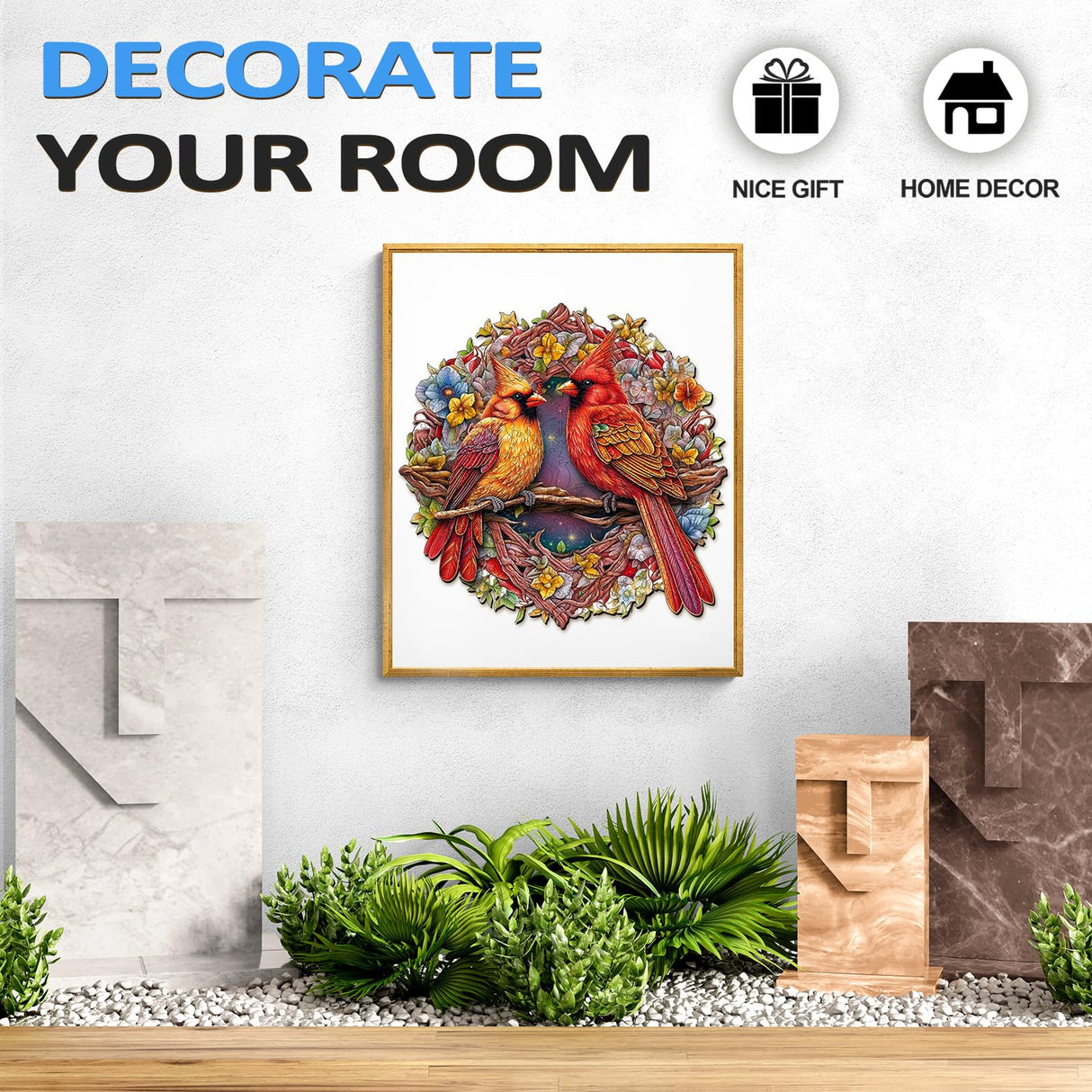 Wooden Puzzles for Adults, Cardinal Puzzles, 200 Pieces Puzzles for Adults, Christmas Puzzle Gifts for Women, Wooden Jigsaw Puzzles (M-11.9 * 11.8in) NABYSHOP