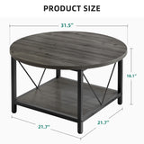 YITAHOME Coffee Tables for Living Room, Round Small Coffee Table with Storage, 2 Tier Modern Coffee Table, Wood Circle Center Table with Metal Frame, Dark Grey YITAHOME