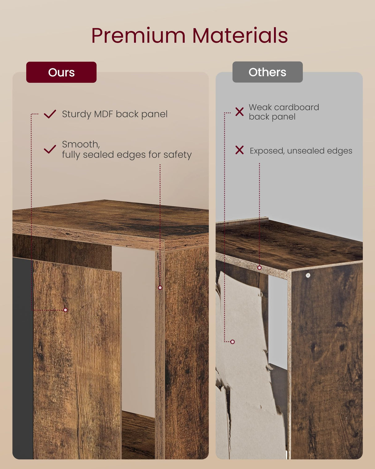 VASAGLE Custos Collection - Bookshelf, 4-Tier Bookcase, Book Shelf, Open Storage Shelf, 9.4 x 11.8 x 41.7 Inches, for Living Room, Home Office, Dining Room, Rustic Brown ULBC434K01 VASAGLE