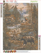 MaiYiYi Wild Forest Diamond Painting by Numbers, 5D Full Round Drill Black Bear Diamond Painting Cross Stitch Kit, Elk Crystal Diamond Painting Set for Adult Beginners Wall Art Decor (35X45 CM) MaiYiYi