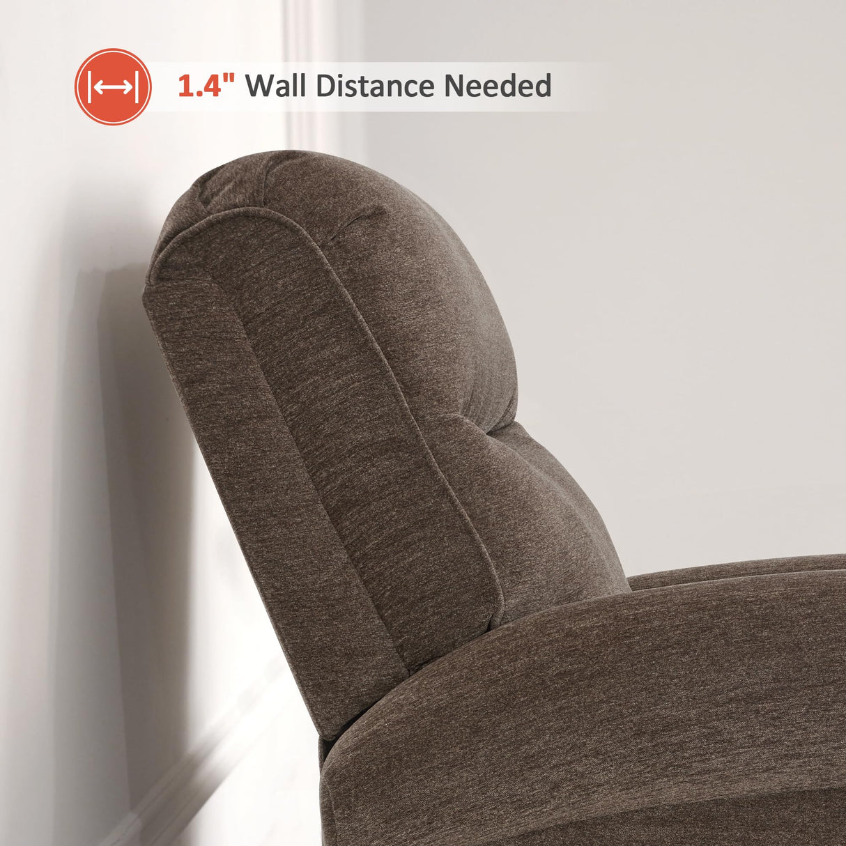 MCombo Power Wall Hugger Recliner Chair for Small Space RV Living Room, USB & USB-C Charging Ports, Modern Rolled Arm Recliner, Fabric PR630 (Dark Brown) MCombo