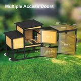 TIMHAKA 80'' Chicken Coop with Nesting Box, Outdoor Duck Coop, Chicken House for Outside, Wooden Chicken Coops with Run & Waterproof Asphalt Roof, Wheels, Removable Tray and Hanging Chicken Feeder TIMHAKA