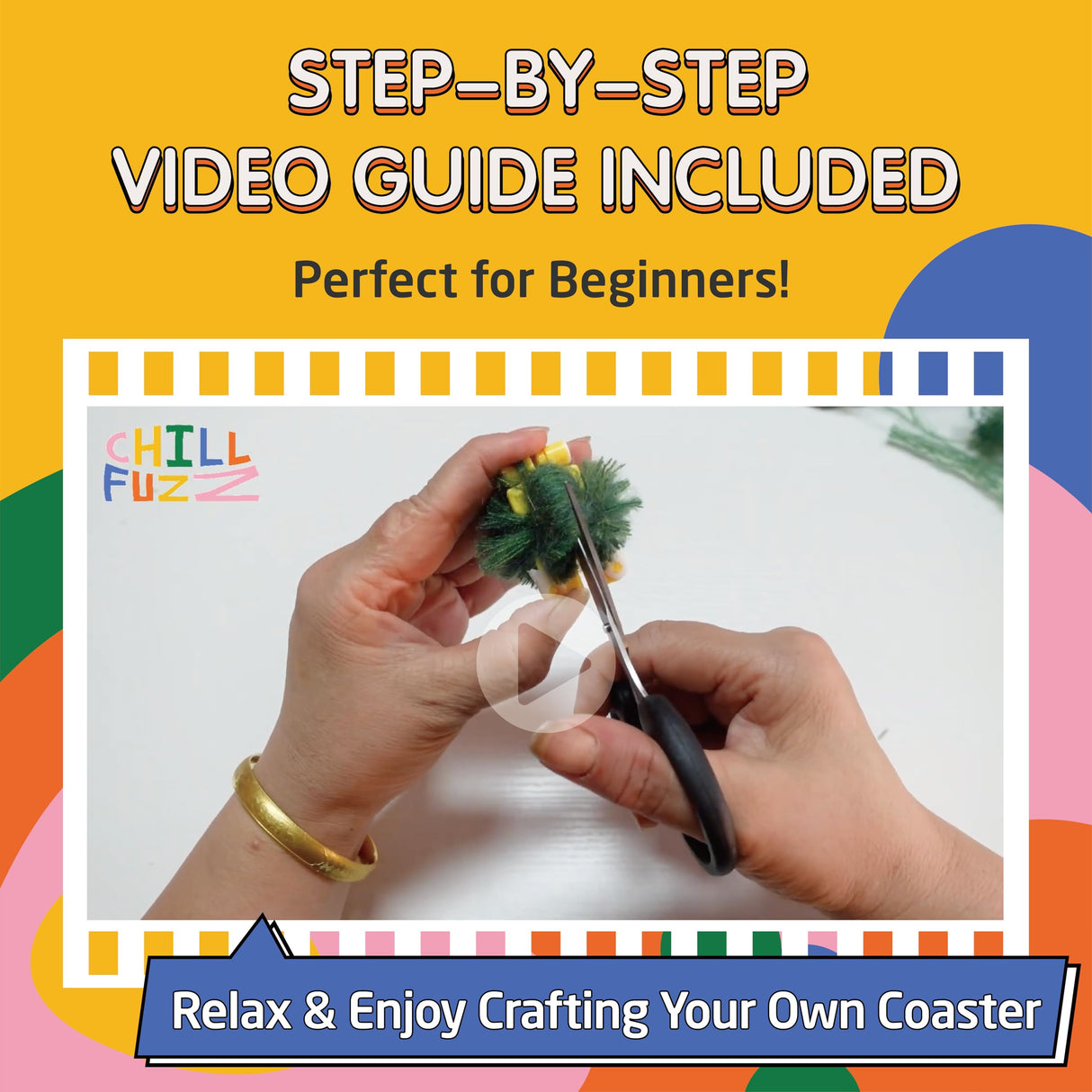 ChillFuzz Latch Hook Kits for Adults - Kids Crochet Kit for Beginners Arts and Craft Kit Moss Rug Coaster Green Latitude37N ChillFuzz