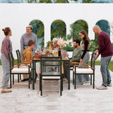 ARTBUSKE 7 Pieces Outdoor Table and Chairs Outdoor Patio Furniture Set Wicker Patio Dining Sets for 6 Patio Table and Chairs Set Outdoor Furniture Set for Garden Yard Porch Poolside ARTBUSKE