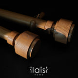 ILAISIHOME 1-1/8 Inch Diameter Faux Wood Curtain Rod with Wood Grain Finials, 72-144 inch Telescoping Double Curtain Rods for window width 68-140 inch, 1 pack ILAISIHOME