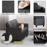 STHOUYN 59” Black Faux Leather Sofa Couch, Modern Comfy Office 2 Seater Couch Loveseat with USB and Tufted Armrest, Small Love Seat Couches for Living Room, Bedroom, Apartment STHOUYN