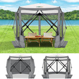 COBIZI 10x10ft Pop up Gazebo Screen House for Camping, Pop-up Camping Canopy Tent with Sidewalls,Portable Outdoor Quick-Set Hub Tent with Carrying Bag&Ground Stakes,Gray(Upgraded 2.0) COBIZI