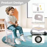 DOREROOM Kids Desk and Chair Set, Multi-Activity Children Study Table and Chair Set with Bookshelf for Home/Classrom, Height Adjustable, Graffiti Desktop, Removable Storage Rack for Toddler Ages 3-12 DOREROOM