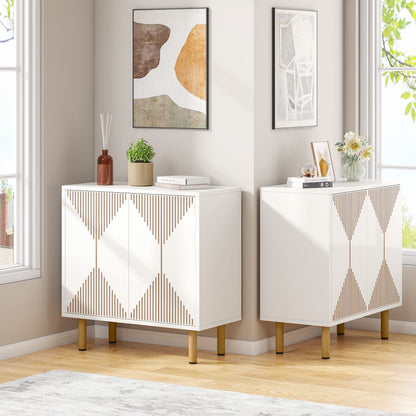 Tribesigns Modern White Storage Cabinet Set, Freestanding Floor Cabinet, Classic 59 inches Sideboard, Wood Buffet Cabinet with Doors, Large Storage Cabinet for Living Room, Dining Room, Garag - WoodArtSupply