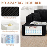 132" Boneless Sectional Cloud Couch Sofa for Living Room, U-Shaped Couch with Double Chaise Lounge, Comfy Memory Foam Modular Sofas Couches for Living Room (Black, 132.48" U-Shaped) OUEEEDD