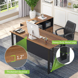 Tribesigns 55 inches Executive Desk and 43" lateral File Cabinet, L-Shaped Computer Desk Home Office Furniture with Drawers and Storage Shelves, Office Table with Cabinet (Walnut, 55) Tribesigns