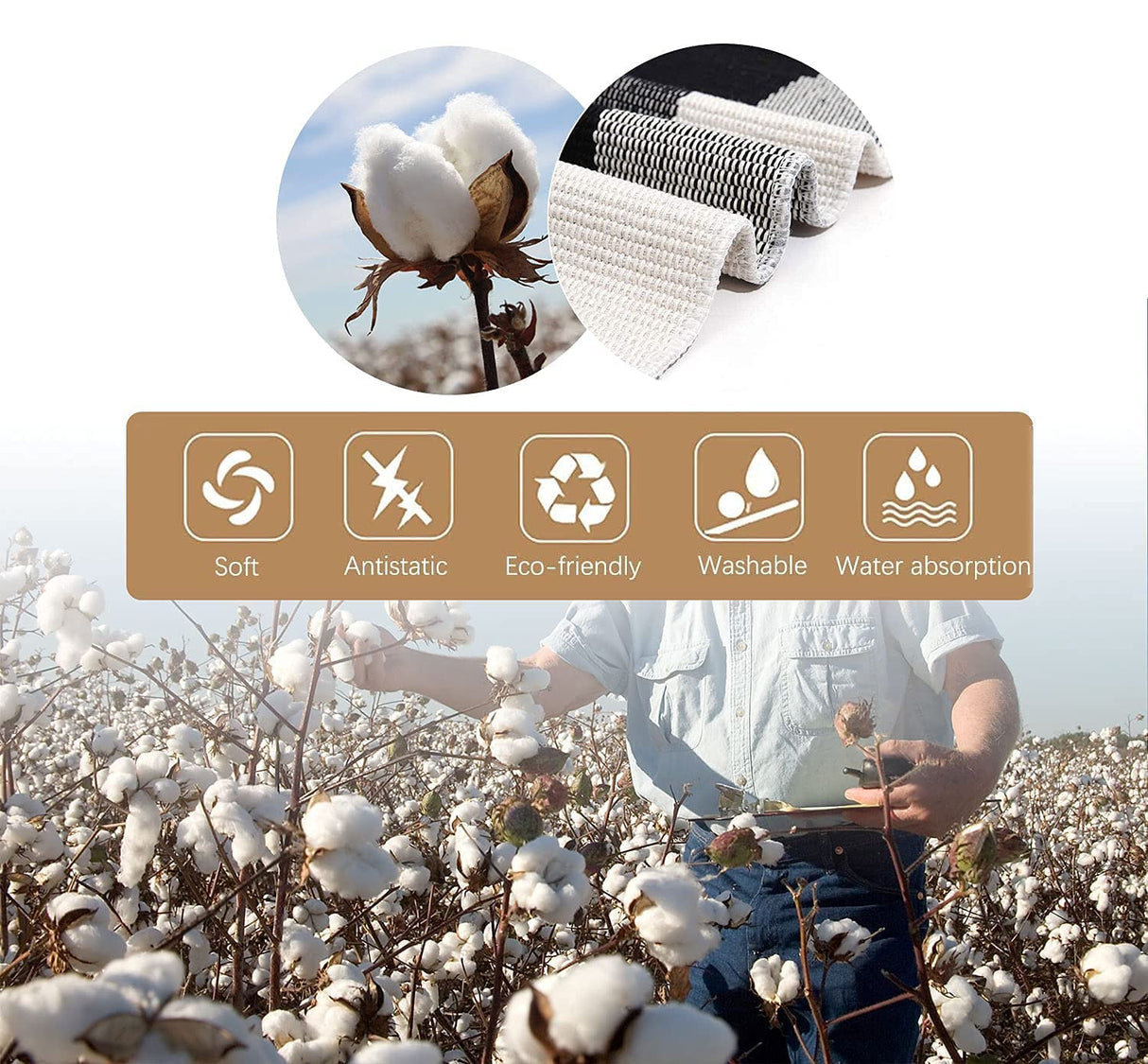 SEEKSEE Cotton Buffalo Plaid Rug 27.5"x43" Black and White Checked Rug Washable Doormats Indoor Outdoor Rugs for Layered Front Door Mats, Porch, Kitchen, Farmhouse, Entryway SEEKSEE