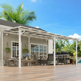 MEISSALIVVE 12' x 16' Gazebo, Wall Mounted Gazebo, Lean to Metal Awnings Gazebos, Gazebo Pergola with Sloped Roof, Outdoor Patio Gazebo Awning for Backyard, Deck, White MEISSALIVVE