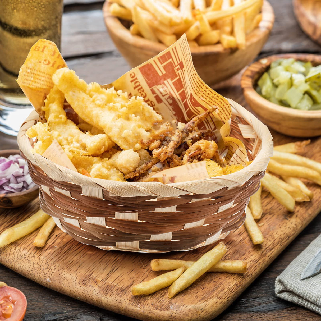 Nicunom 12 Pack Round Gift Baskets, Bamboo Small Bread & Fruit Baskets, 7" Woven Bread Roll Baskets, Food Serving Baskets, Food Storage Basket for Kitchen Restaurant Display Decor Nicunom