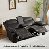 GUEAPY Reclining Loveseat Sofa with Heat and Massage, 70" Leather Dual Recliner Couch with Cup Holders, Storage Drawer & Infinite Reclining Angles,Reclining Loveseat for Living Room, Apartment, RV GUEAPY