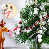 Landical 180 Piece DIY Christmas Snowman Wooden Bead Crafts Christmas DIY Ornaments Red Black Buffalo Plaid Wood Round Bead Xmas Print Wooden Beads with Twine Scarf for Crafts Landical