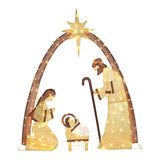 MUPATER Lighted Outdoor Christmas Decoration Nativity Scene, Lighted Christmas Yard Decor Set for Lawn and Home Holiday Party with Lights, Zip Ties and Ground Stakes, Gold MUPATER