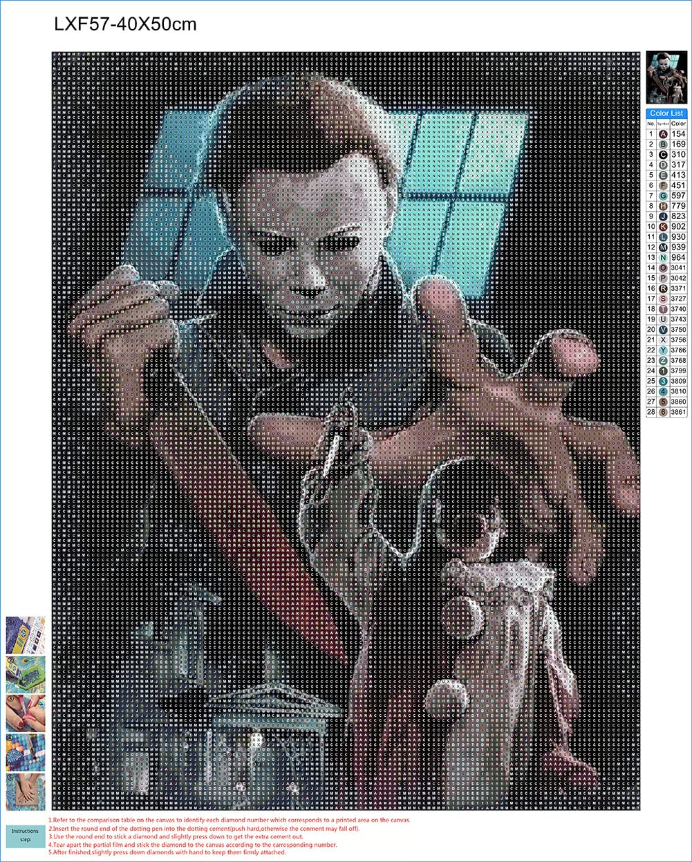 DIY 5D Diamond Art Painting by Number Kits for Adults Horror Movie Halloween 16x20 Painting Cross Stitch Full Drill Crystal Rhinestone Embroidery Pictures Arts Craft for Home Wall Decor DIYPAINTING