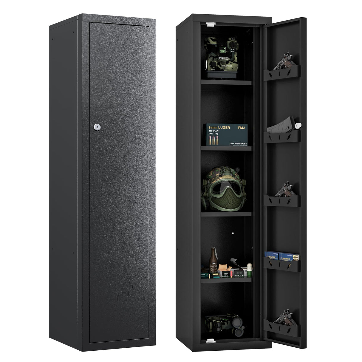 KAER Ammo Cabinet 59-Inch Tall Gun Cabinet Ammo Safe for Home Safes Use Quick Access with Ammunition Compartment and Removable Shelves Guns Accessories KAER