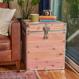 Rhino Trunk & Case Knotty Cedar Chest – Cube Storage Box, Coffee Table, End of Bed Trunk or Entryway Storage Bench – 18"x18"x20" USA-Made, Furniture Grade, Heirloom Aesthetic – Strong and Secure Rhino Trunk & Case