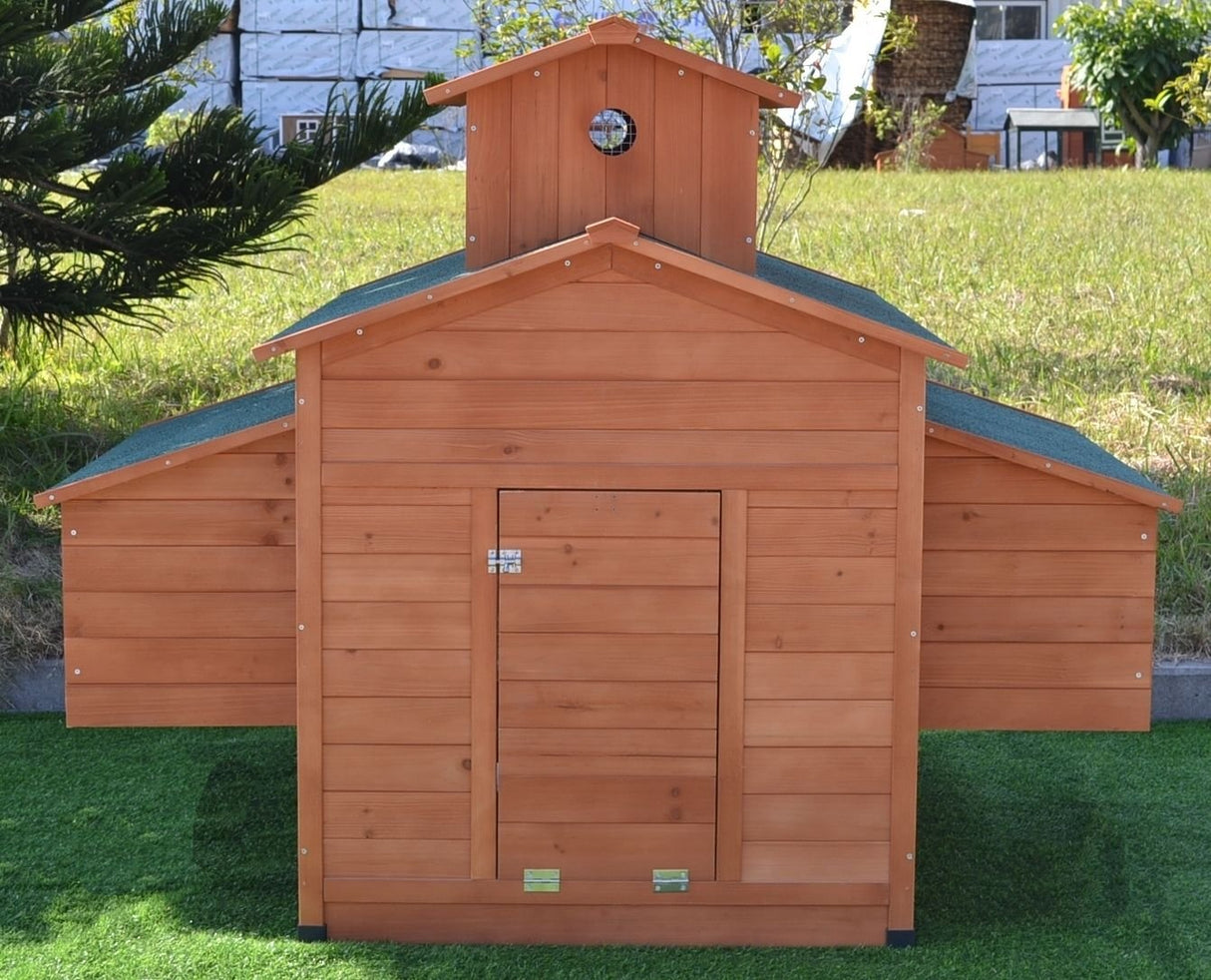 Omitree Deluxe Large Wood Chicken Coop Backyard Hen House 6-10 Chickens with 6 Nesting Box Omitree