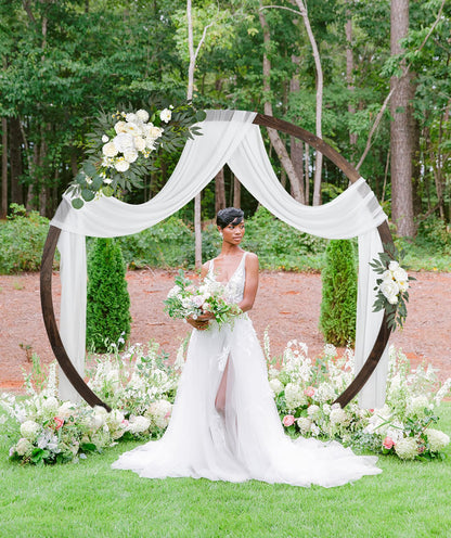 DearHouse Wooden Wedding Arch, 7.9FT Round Wood Arch Arches Backdrop Stand for Wedding Ceremony Birthday Party Bridal Shower Anniversary Candy Tables Decoration(6.9ftx7.9ft) - WoodArtSupply