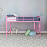 DHP Jett Junior Twin Metal Loft Bed, Pink DHP