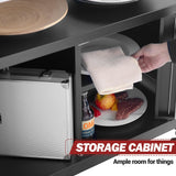 Grills House Outdoor Grill Cart with Wheels, Movable Kitchen Island with Storage Cabinet for BBQ, Stainless Steel Dining Cart Table for Food Prep, Black, PC3403S-SC Grills House