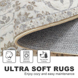 KILOCOCO 2x6 Runner Rug, Moroccan Washable Hallway Entryway Runner Rug, Accent Print Faux Wool Kitchen Runner Rug 6 Feet Non-Slip Boho Rug Runner for Laundry Room Bedroom, Beige Yellow KILOCOCO