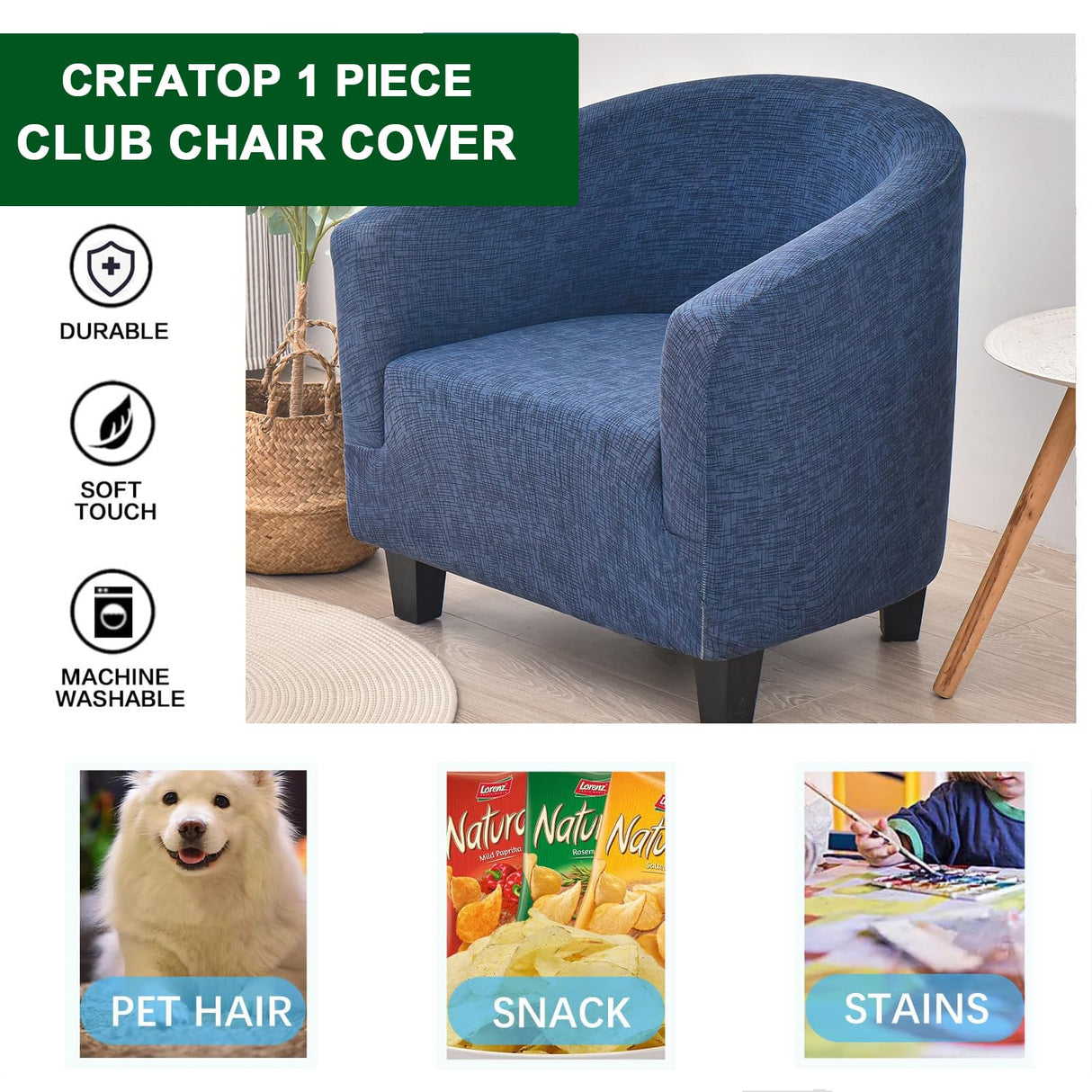 CRFATOP Soft Club Chair Slipcover Stretch Barrel Chair Covers Printed Tub Chair Slipcovers Round Couch Covers Spandex Armchair Sofa Cover Removable Furniture Protector for Living Room,02 CRFATOP