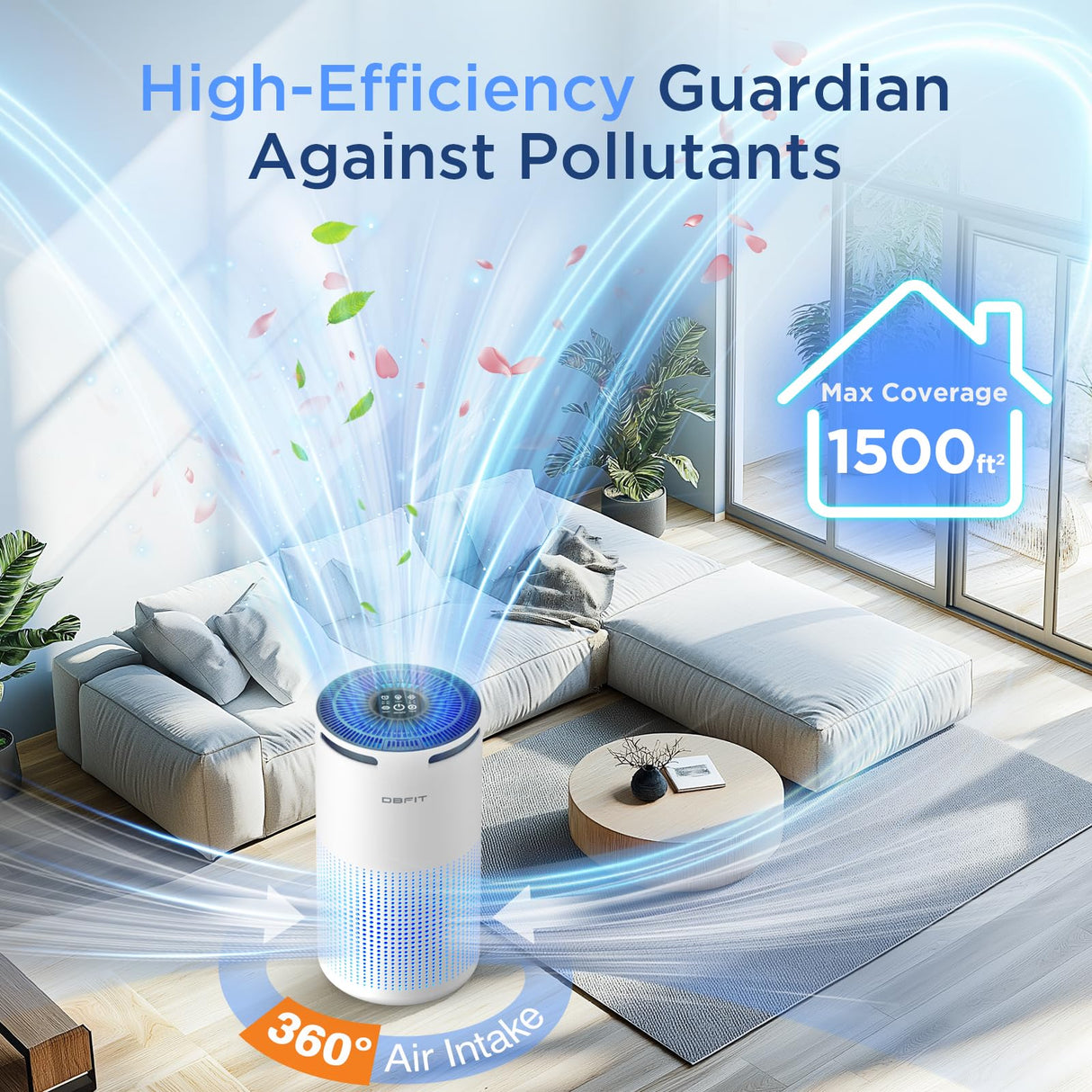 Air Purifiers for Home Large Room Up to 1500ft² with Aromatherapy, DBFIT H13 HEPA Air Purifier Air Cleaner for Smoke Pollen Dust Pet Hair Dander Odor, Portable Air Purifier with Timer (White) DBFIT