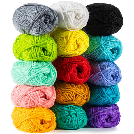 MAQIHAN 15x20g Acrylic Yarn for Crocheting - Soft Knitting Yarn for Crafts Multicolor Skeins for Crocheting DIY Bulk for Handicraft Knitting Scarves Ideal Gift for Beginners Adults MAQIHAN
