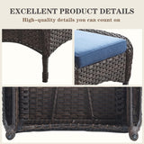 Belord Outdoor Ottomans for Patio Foot Rest - 25 Inch PE Wicker Foot Stool Set of 2 with Removable Cushions for Patio Furniture Sets,All Weather Rattan Ottoman for Balcony Deck Backyard Brown Belord