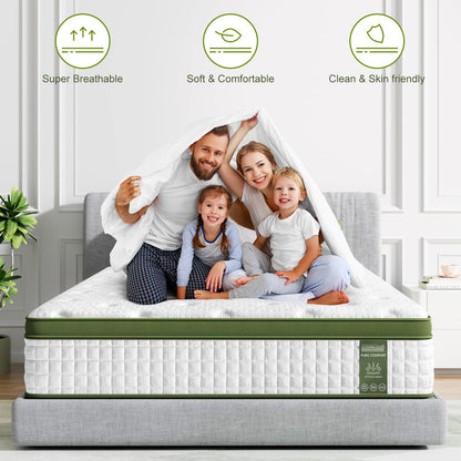 FP FLEXPEDIC Queen Mattress, 14 Inch Deluxe Hybrid Mattress in a Box with Gel Memory Foam, Fiberglass-Free Mattress, Individual Pocket Spring for Motion Isolation, Edge Support,CertiPUR-US