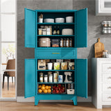 LCAOPC 71" Tall Pantry Storage Cabinet with Drawer and Adjustable Shelves, Freestanding Tall White Kitchen Cupboard Storage Cabinet for Kitchen,Dining Room, Living Room, Blue LCAOPC