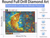 RYMILIE Sun and Moon Diamond Art Painting Kits for Adults-Round Full Drill Diamond Painting Kits for Beginners-DIY 5D Diamond Gem Art Kits for Adults for Gift Home Wall【15.7x11.8 inch】 RYMILIE