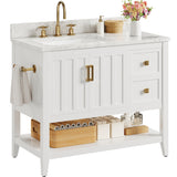 IRONCK Bathroom Vanity with Sink, 36" Farmhouse Bathroom Cabinet with 2 Drawers & Storage for Guest Baths Master Suites or Rental Units IRONCK