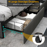 Doltoro Queen Size Bed Frame with 4 Storage Drawers, LED Lights, and Charging Station Doltoro