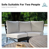 MFSTUDIO Patio Furniture Set, 6 Seats Half-Moon Curved Outdoor Sectional Sofa Conversation Set, Woven Rattan Patio Couch for Backyard, Garden, Deck MFSTUDIO