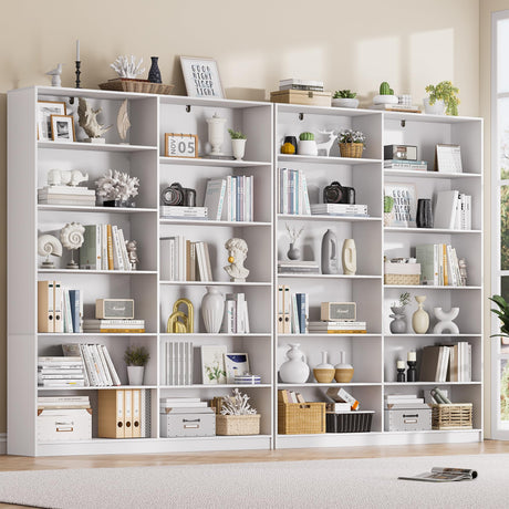 White Bookcase with 24 Open Shelves, 6 Tier Large Bookshelves, 70.8 Inch Tall Bookshelf and Bookcases for Living Room, Bedroom, Home Office Library Odeekea