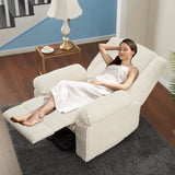 Garvee Corduroy Recliner Chair, Manual Recliner Sofa with Handle, Pillow Top Arms, Thick Padding, Side Pocket, 330Lbs Capacity, Adjustable Recliner for Living Room, Bedroom, Home Theater, White Garvee