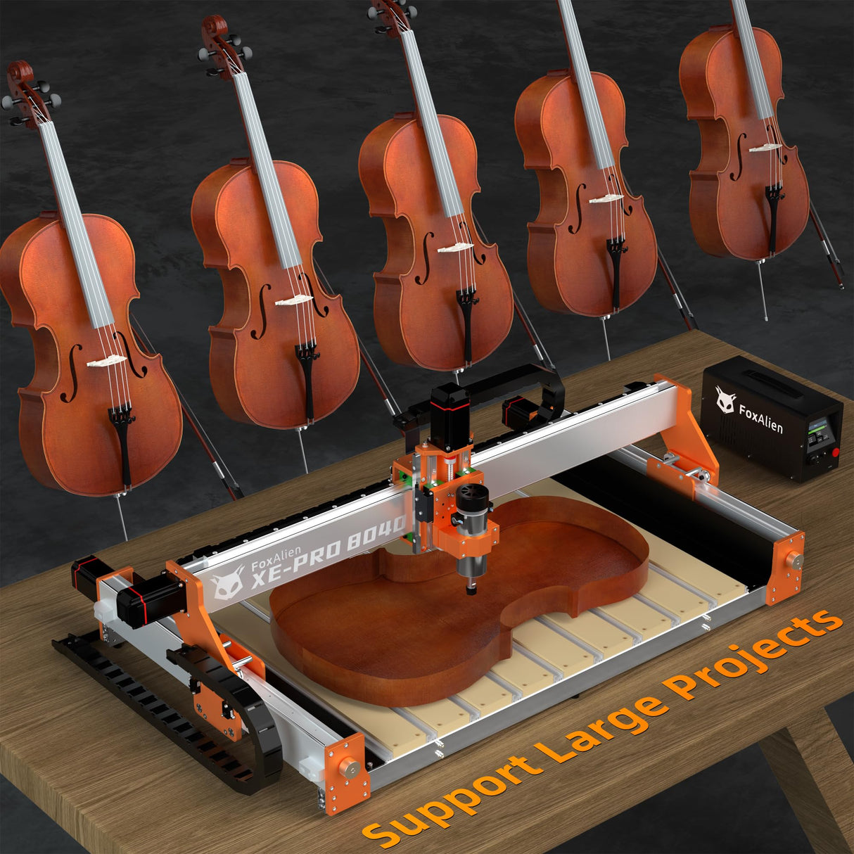 FoxAlien XE-PRO 8040 Extension Kit with Upgraded Hybrid Spoilboard for X-axis, Compatible with XE-PRO CNC Router Machine FoxAlien
