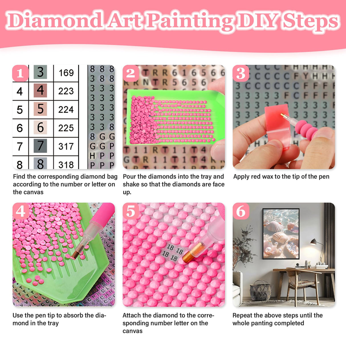MAXBYE Seashell Diamond Paintings Kits for Adults, Beach Diamond Art for Beginners, Seashell Gem Painting Crafts Home Wall Decor, DIY Gem Art Crysta Seashell Perfect for Relaxation, 12x16in MAXBYE