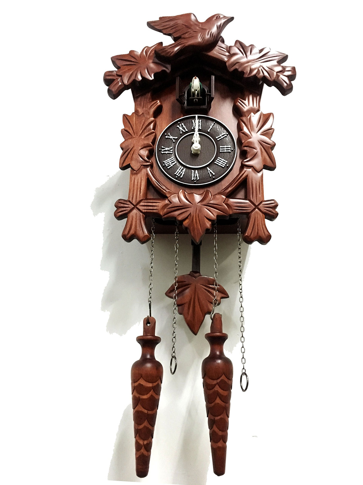 Rylai Cuckoo Clock Vintage Large Wooden Wall Clock Handcrafted 13x9.5 Inch Brown Rylai