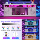 ONBRILL LED TV Stand for 80 Inch TV, Entertainment Center with Power Outlets, Modern TV Console Gaming Media Television Stands with Storage for Living Room, Bedroom, Gaming Room, 70 Inch, White ONBRILL