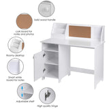 UTEX Kids Study Desk with Storage, Wooden Children School Study Table with Hutch and Storage Cabinet for 3-8 Years Girls Boys, Student's Study Computer Workstation Writing Table, White UTEX
