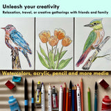 tumuarta Watercolor Coloring Book, 20 Unique Designs, 5x7”, 100% Cotton, 300GSM, 140 LB, Cold Press, Acid Free Watercolor Paper, Glue Bound Mixed Media Sketch Book Birds tumuarta