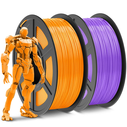 SUNLU ABS Filament 1.75mm 3D Printer Filament, Strong and Durable, Heat Resistance, Excellent Toughness, Individually Vacuum Packed, 1.8kg in Total, 0.9kg per Spool, Pack of 2, Orange+Purple - WoodArtSupply