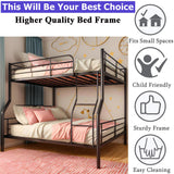 Movdevy Metal Full XL Over Queen Bunk Bed for Kids Adults Teens Boys, Stronger Metal Queen Size Bunk Beds, Heavy Duty Bunk Bed Full XL Over Queen with Ladder & Guardrail, No Box Spring Need (Black) Movdevy