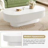 Merax Modern 43.3" W Oval Coffee Table with Sturdy Base, Wood Center Tables for Living Room Reception Room, Easy Assemble, White Merax